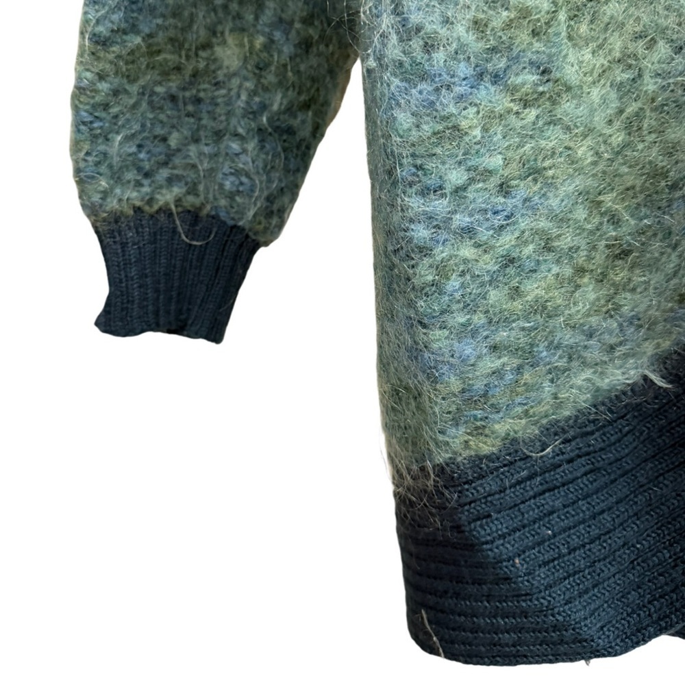 Vintage Pauline Faye Mohair Wool Cardigan Green Blue Size Large - Picture 3 of 9